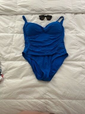La Blanca Royal Blue One-Piece Swimsuit with Sweetheart Neckline